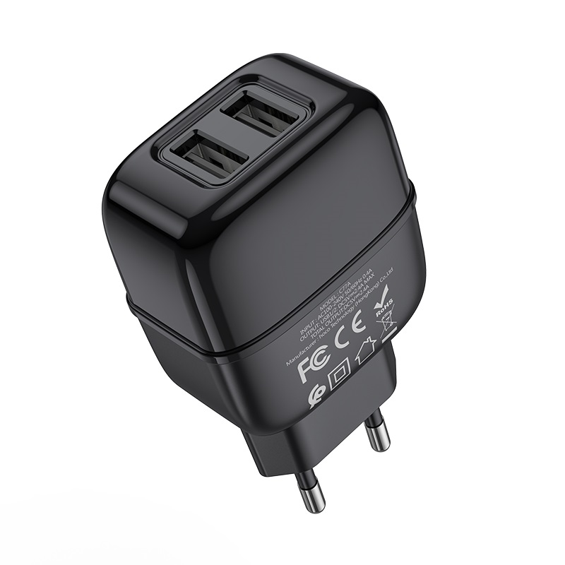 Wall charger “C77A Highway” dual port charger EU plug set with cable