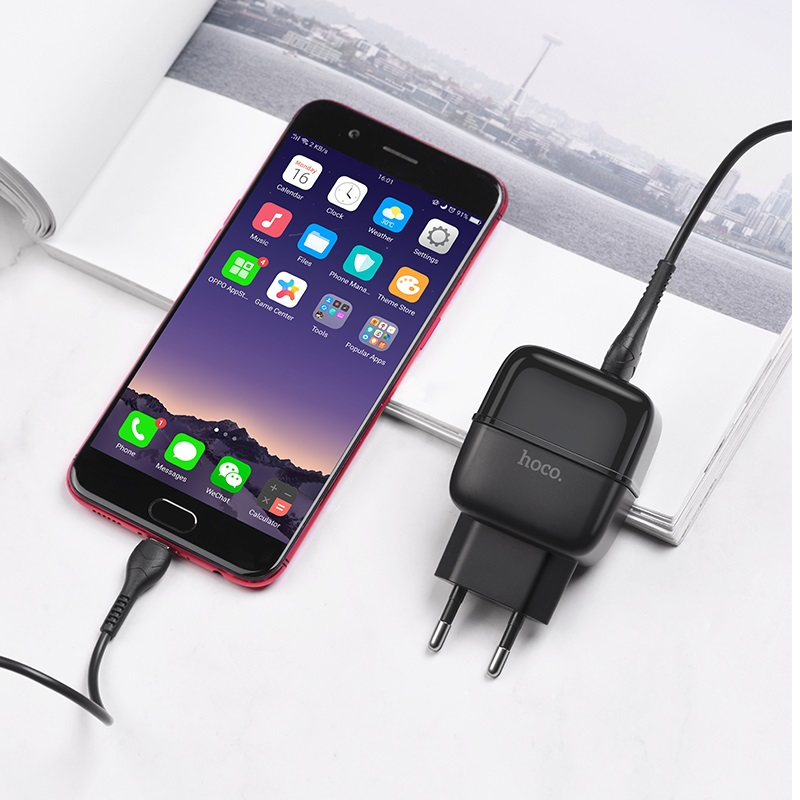 Wall charger “C77A Highway” dual port charger EU plug set with cable