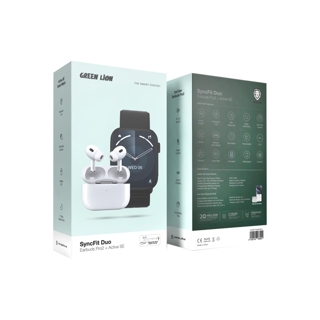 Green Lion SyncFit Duo Earbuds Pro2 + Active SE - Black/White