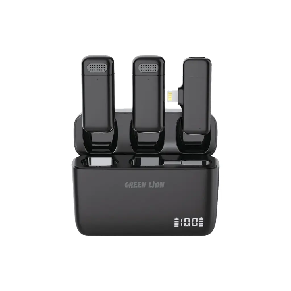 Green Lion 2-in-1 Wireless Microphone with Type-C Connector - Black
