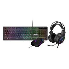 GAMDIAS Poseidon E2 3-In-1 Gaming Combo – Rainbow Backlit Membrane Keyboard, 3600 DPI Multi-Color Mouse, 50mm Driver Headset, Ergonomic Design, Durable Build, USB & 3.5mm Connectivity