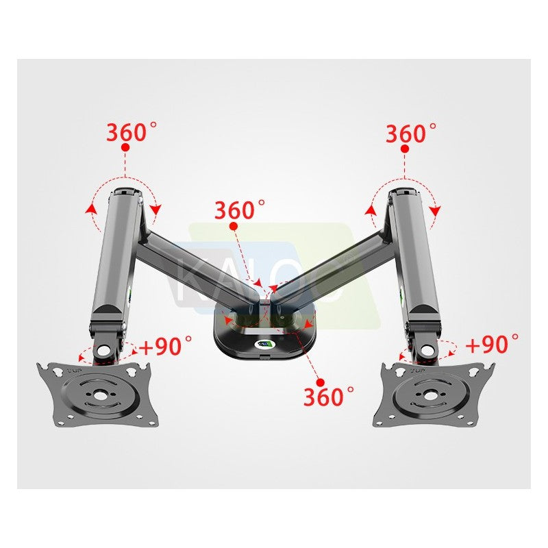 Kaloc DS2002B Adjustable Dual Monitor Arm with Internal Gas Spring technology for Easy Adjustment, for Screens 15 to 32 Inches