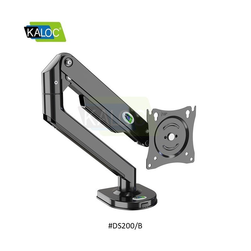 Kaloc DS200B Adjustable Single Monitor Arm with Internal Gas Spring technology for Easy Adjustment, for Screens 15 to 30 Inches
