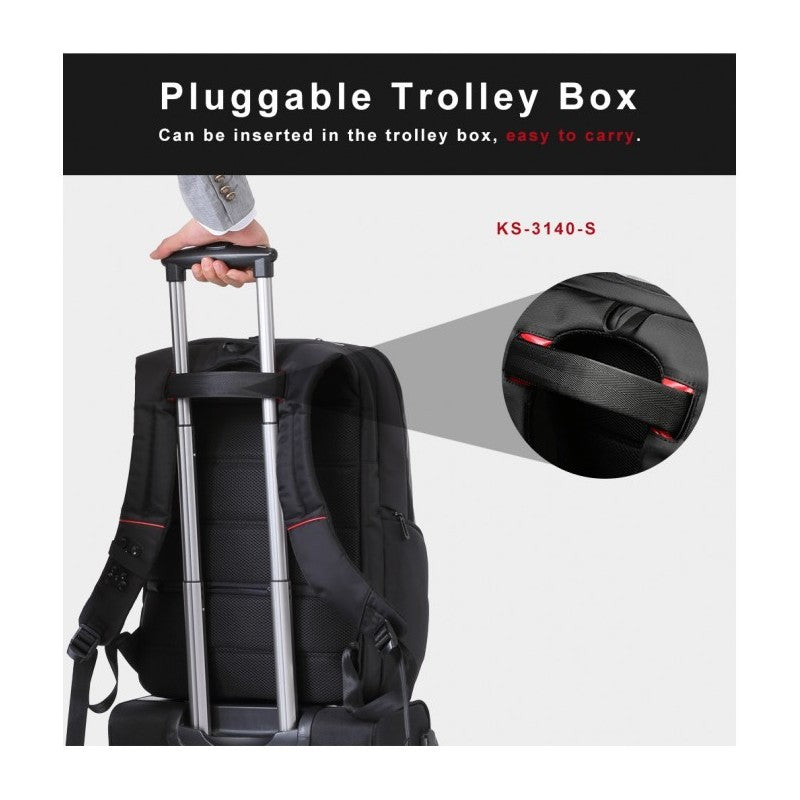 Kingsons Large & Multifunctional Design Backpack KS3140W Black, Water-resistant, shock-resistant, Ergonomic Design