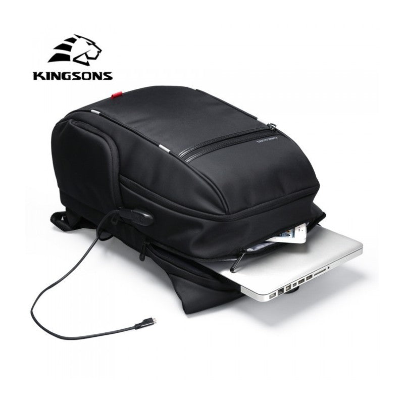 Kingsons Large & Multifunctional Design Backpack KS3140W Black, Water-resistant, shock-resistant, Ergonomic Design