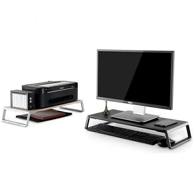 Laptop and Computer Monitor Riser Stand: Smart and Stylish Design in Aluminum and Wood 56.4 x 24 x 9.1cm Black Color - MRD73