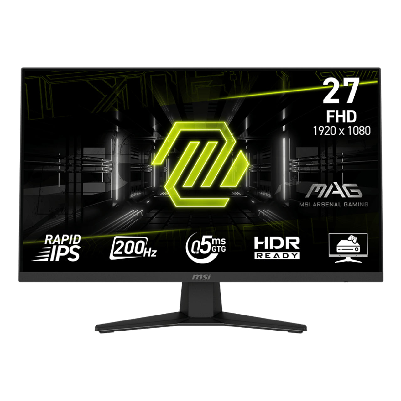 MSI MAG 274F 27-Inch FHD Rapid IPS Gaming Monitor – 200Hz Refresh Rate, 0.5ms Response Time, HDR Ready, AI Vision, Adaptive Sync, True 10-Bit Color Depth, Console & VRR Support, HDMI 2.0b, DP 1.2a, Tilt-Adjustable | 1 YEAR WARRANTY