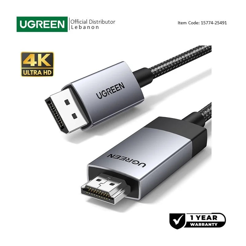 UGREEN Display Port Male To HDMI Male 4K Cable - DP119 15774