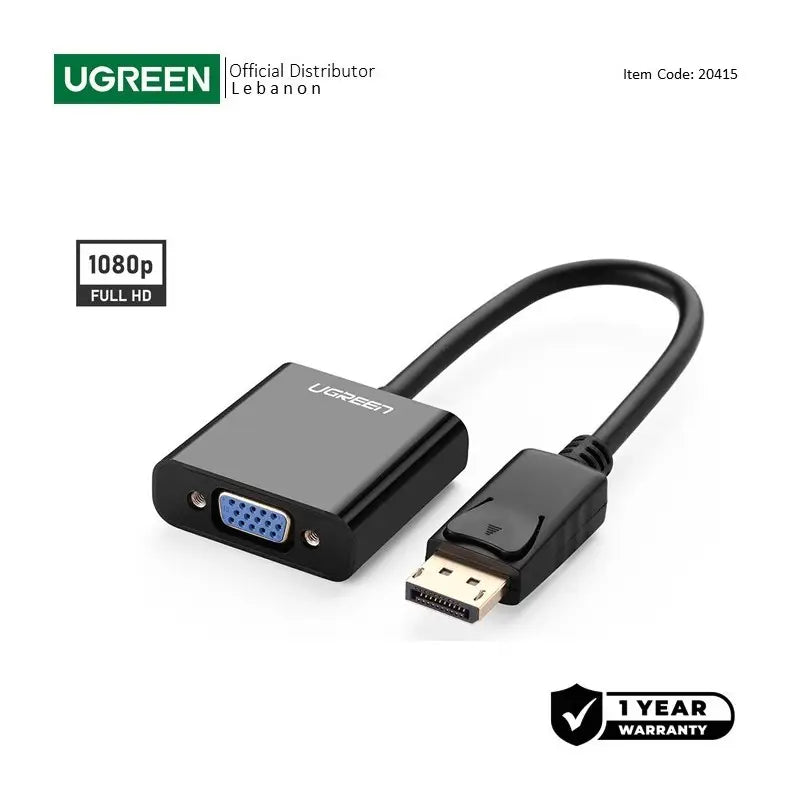 UGREEN Display Port Male to VGA Female Converter, Full HD Resolution - DP109 20415