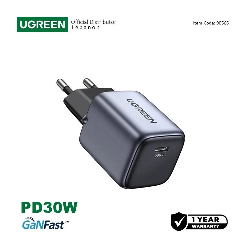 UGREEN NEXODE 30W GaN Tech Chip, Smart & Fast Charger for Phones, Tablets, Ipads & MacBook Air - CD319 90666