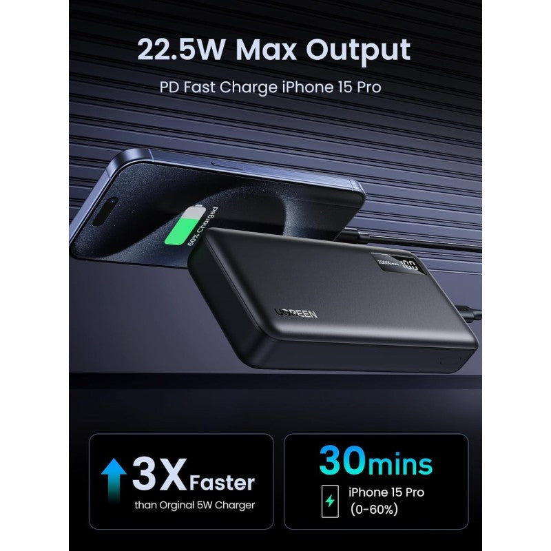 UGREEN Power Bank 22.5W PD, 3 Ports 20000 mAh, Smart & Fast Charging for Phones, Tablets, Ipads - PB312 | 25683