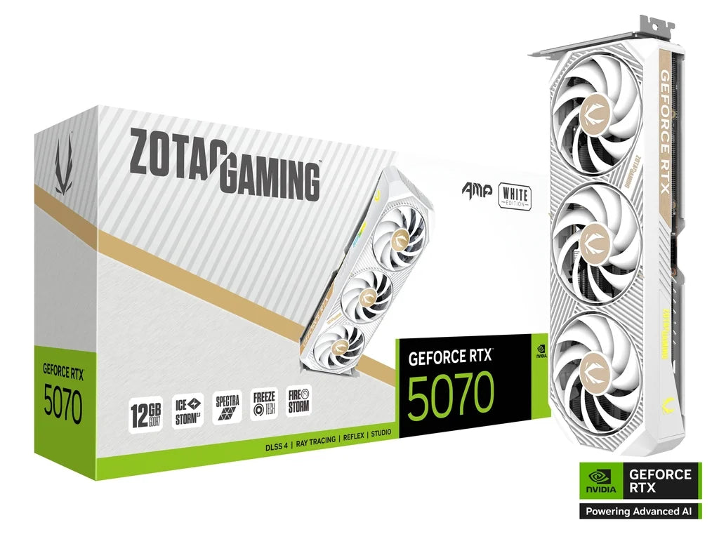 ZOTAC GAMING GeForce RTX 5070 AMP White Edition 12GB 192BIT GDDR7, White